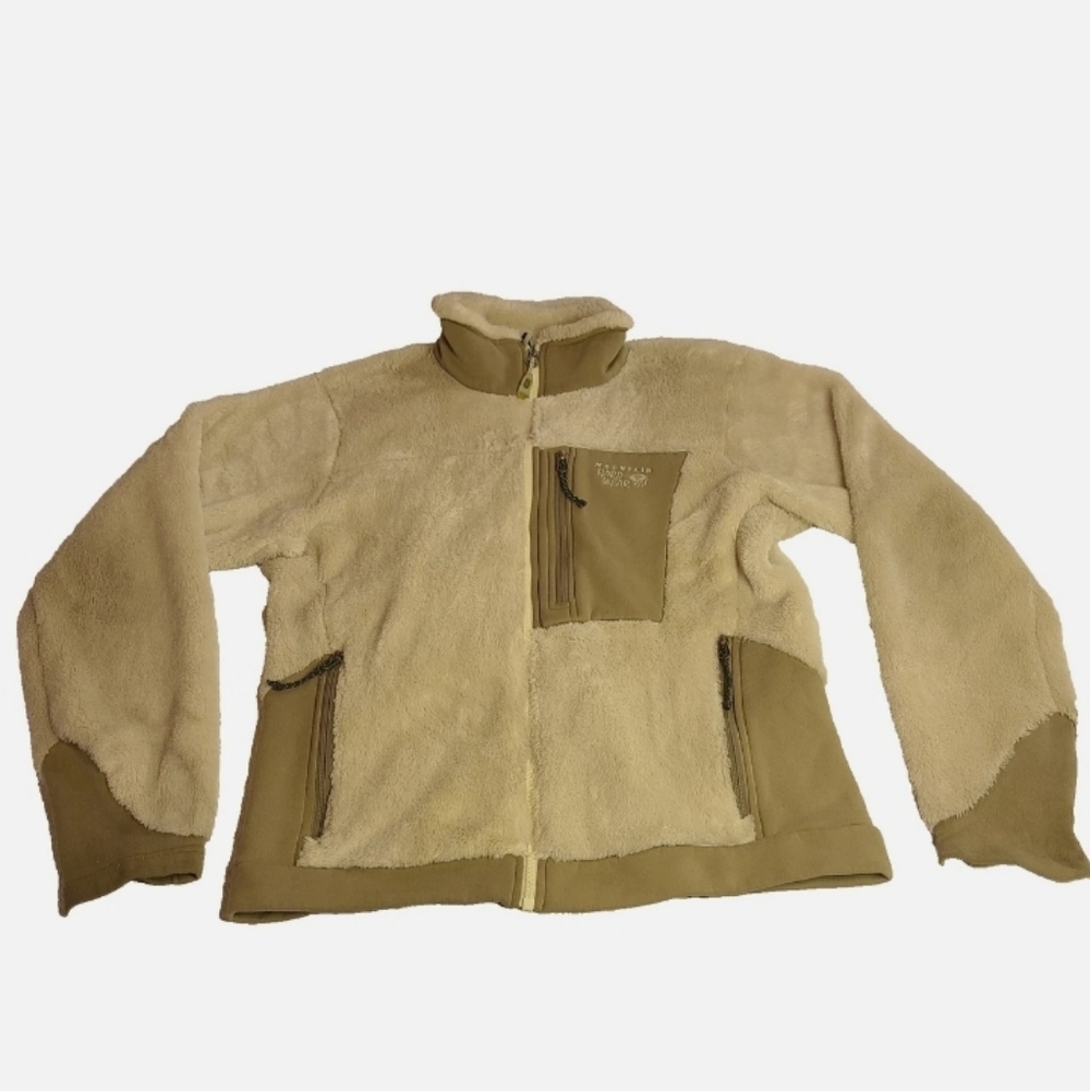 Mountain Hardwear Jacket Womens Medium Cream Gray Monkey Fleece Coat Thermal Pro